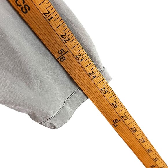 J JILL 100% Silk Tunic Top Dress Button Front Long Sleeve Pockets Round Neck, M - Picture 14 of 14